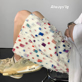 Hearujoy 2024 Summer New Plaid Checked Oversize Shorts Men Black/White Soft Comfortable Drawstring Shorts Plus Size 5XL-M Jogger Clothing